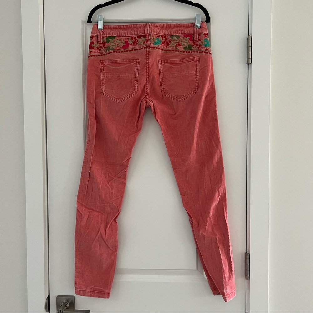 Embroidered Free People Corduroy Coral Pants